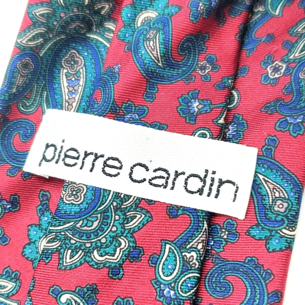 Pierre Cardin Silk Burgandy Paisley Tie EUC